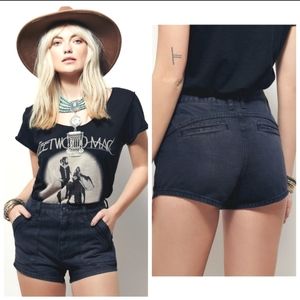 NWT Free People Sweet Surrender Black Denim Crochet Lace Trim Jean Shorts sz26